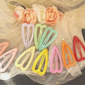 12pcs Long heart hair snap clip for girls and women